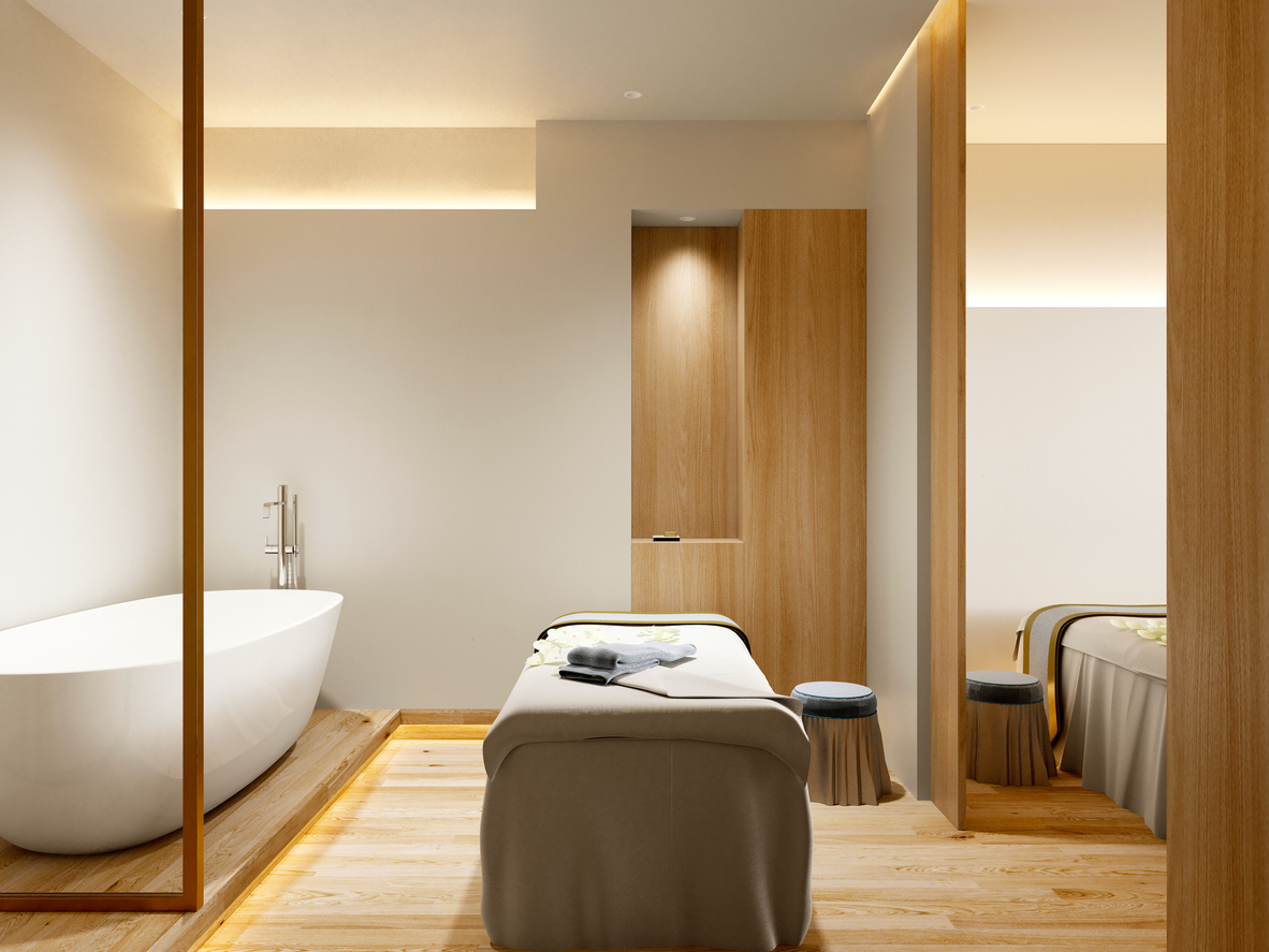 Visual Serenity: 3D Render of Sauna Dekor's Massage Room—an artistic preview of an immersive wellness sanctuary, blending luxury design with tranquility.